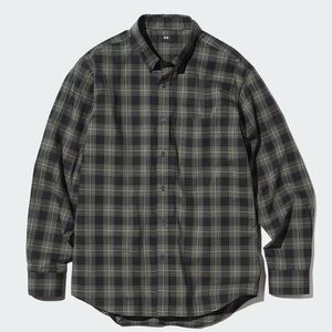 Uniqlo Broadcloth Black and Green Checkered Shirt Medium